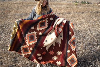 Anden-Alpaka-Wolldecke - Western - Rust