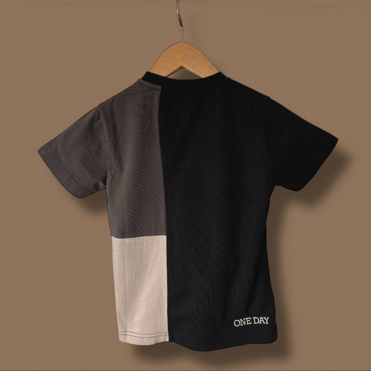 Kinder T-Shirt Color Block dirts "ONE DAY"