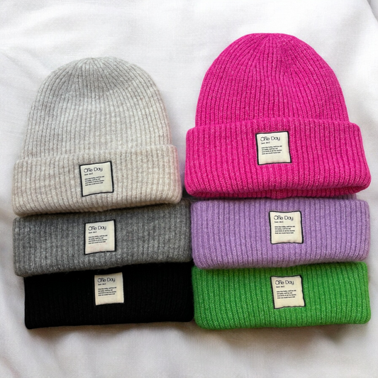 Cosy Ribbed Beanie „ONE DAY"