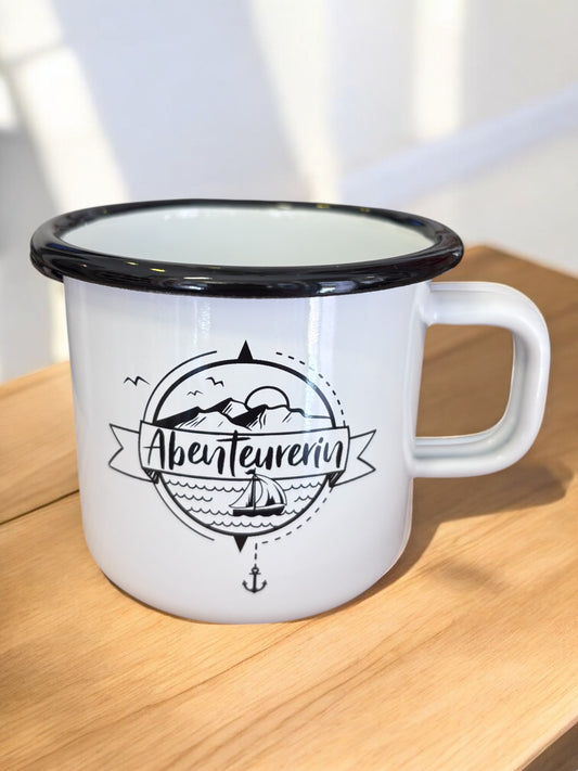 Emaille Tasse Abenteurerin